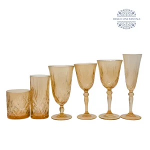 Crystal Cut Dark Amber Collection Glassware