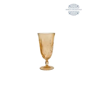 Crystal Cut Dark Amber Water Goblet
