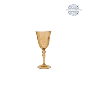 Crystal Cut Dark Amber Wine Goblet