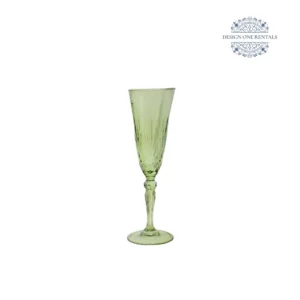 Crystal Cut Faint Green Champagne Flute