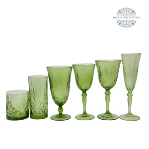 Crystal Cut Faint Green Collection Glassware