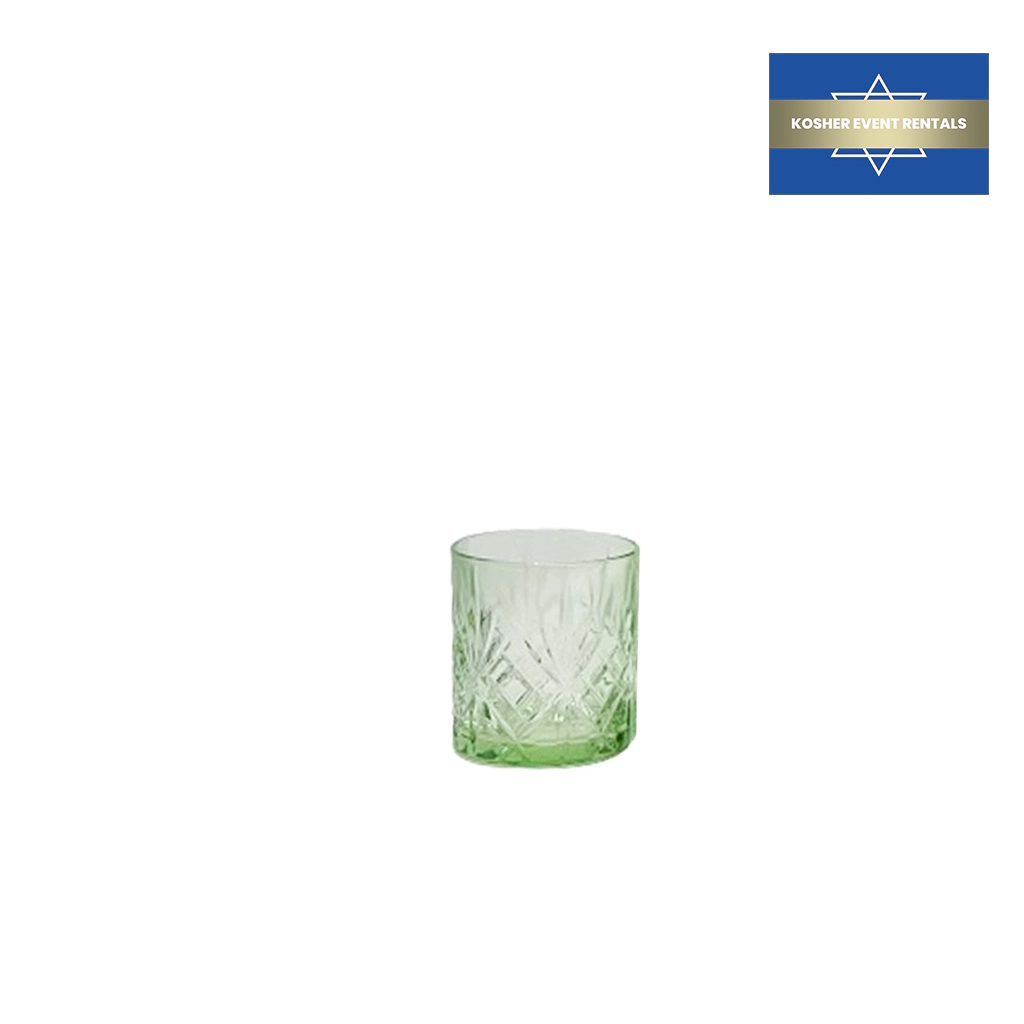 Crystal Cut Light Green Rock Glass
