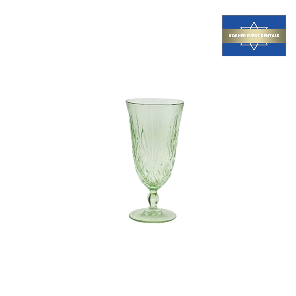 Crystal Cut Light Green Water Goblet