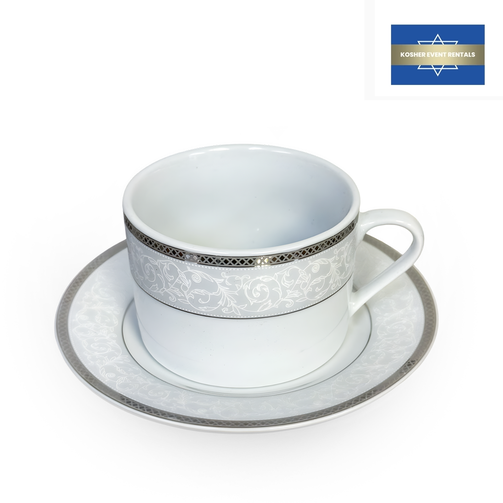 Celine Chrome Coffee Cup and Saucer