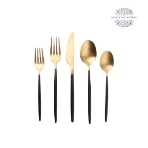 Two Tone Black and Champagne Collection flatware
