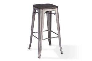 Gunmetal Wood Top Bar Stool